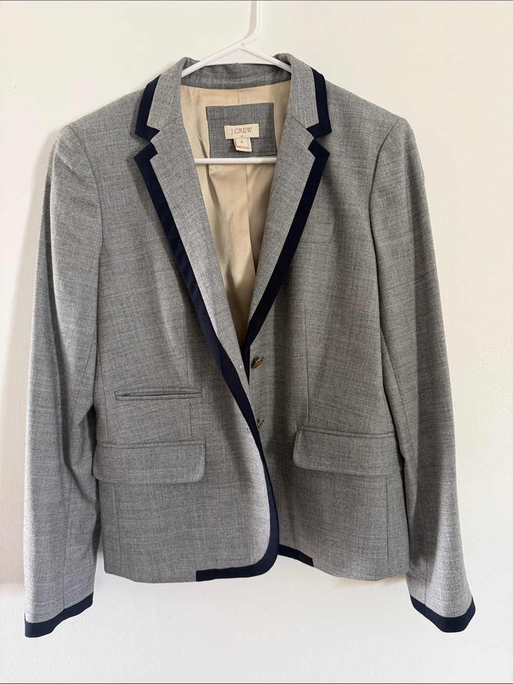 J. Crew Gray Blazer with Navy Trim